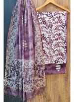 Cotton Purple Casual Wear Printed Dress Material